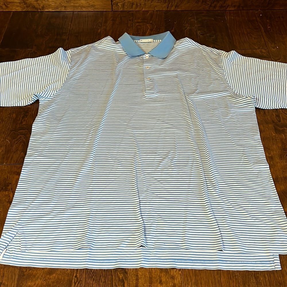 Peter Millar baby blue/white striped Polo, size 2XT!